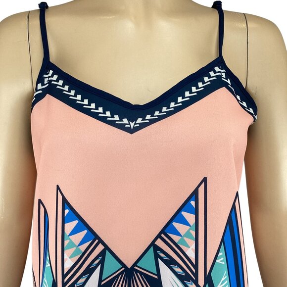 Jealous Tomato Sleeveless Top Medium Womens Aztec Print Pink Tank Cami - Picture 7 of 8